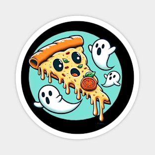 Funny Pizza Ghost Halloween Magnet